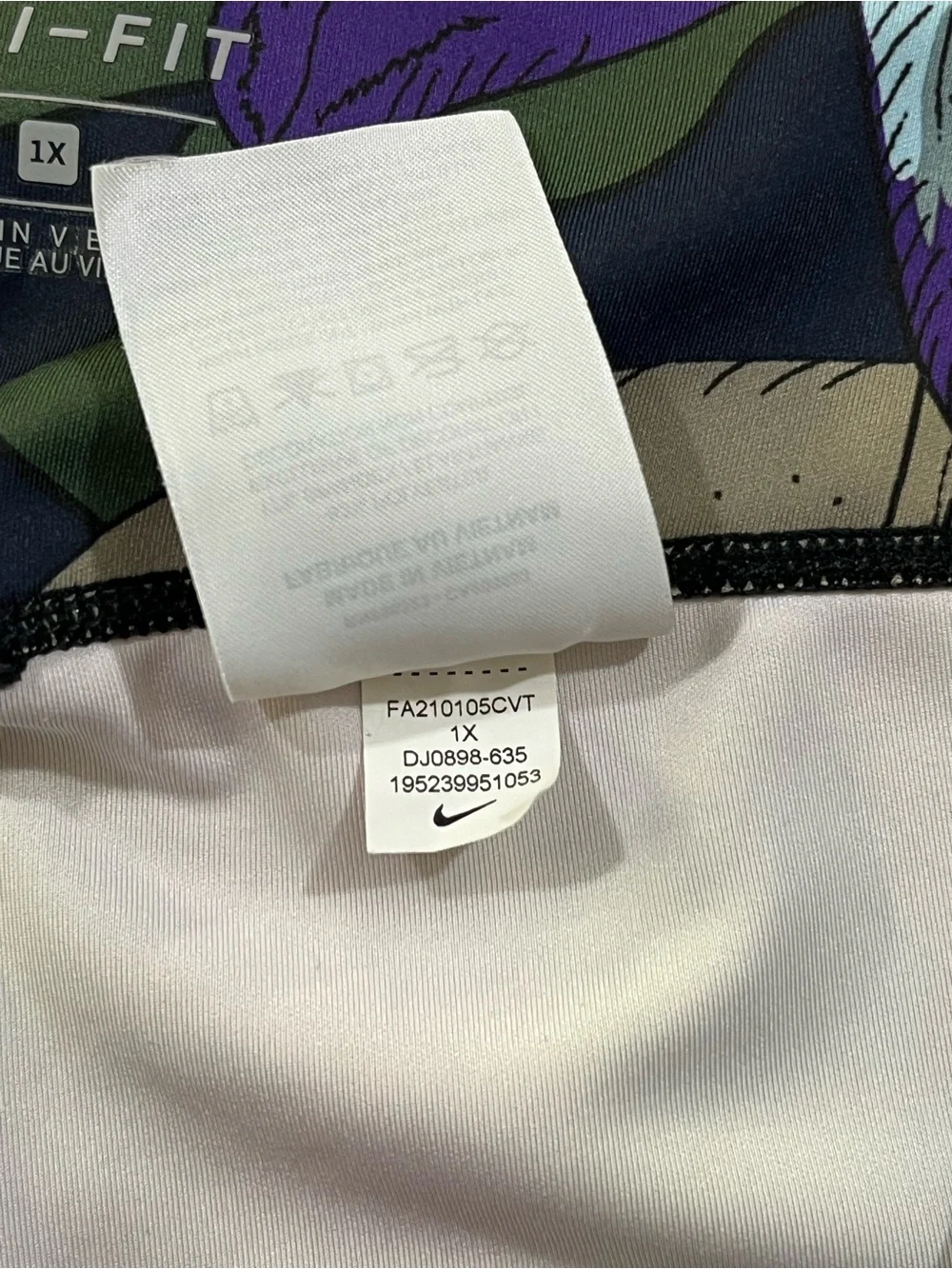 Nike One Icon Clash Floral Print Leggings Size 1X Yoga Running Cycling Gym - Picture 10 of 10